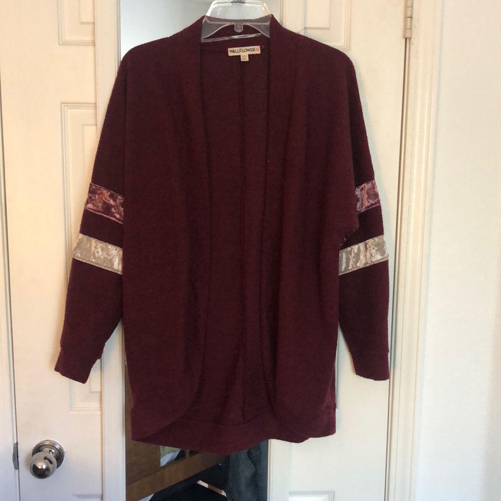 Super soft Wallflower maroon varsity cardigan